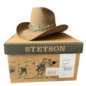 John B. Stetson XXX Beaver Men's Hat Western Cowboy Feather Smoke Brown  7-1/8